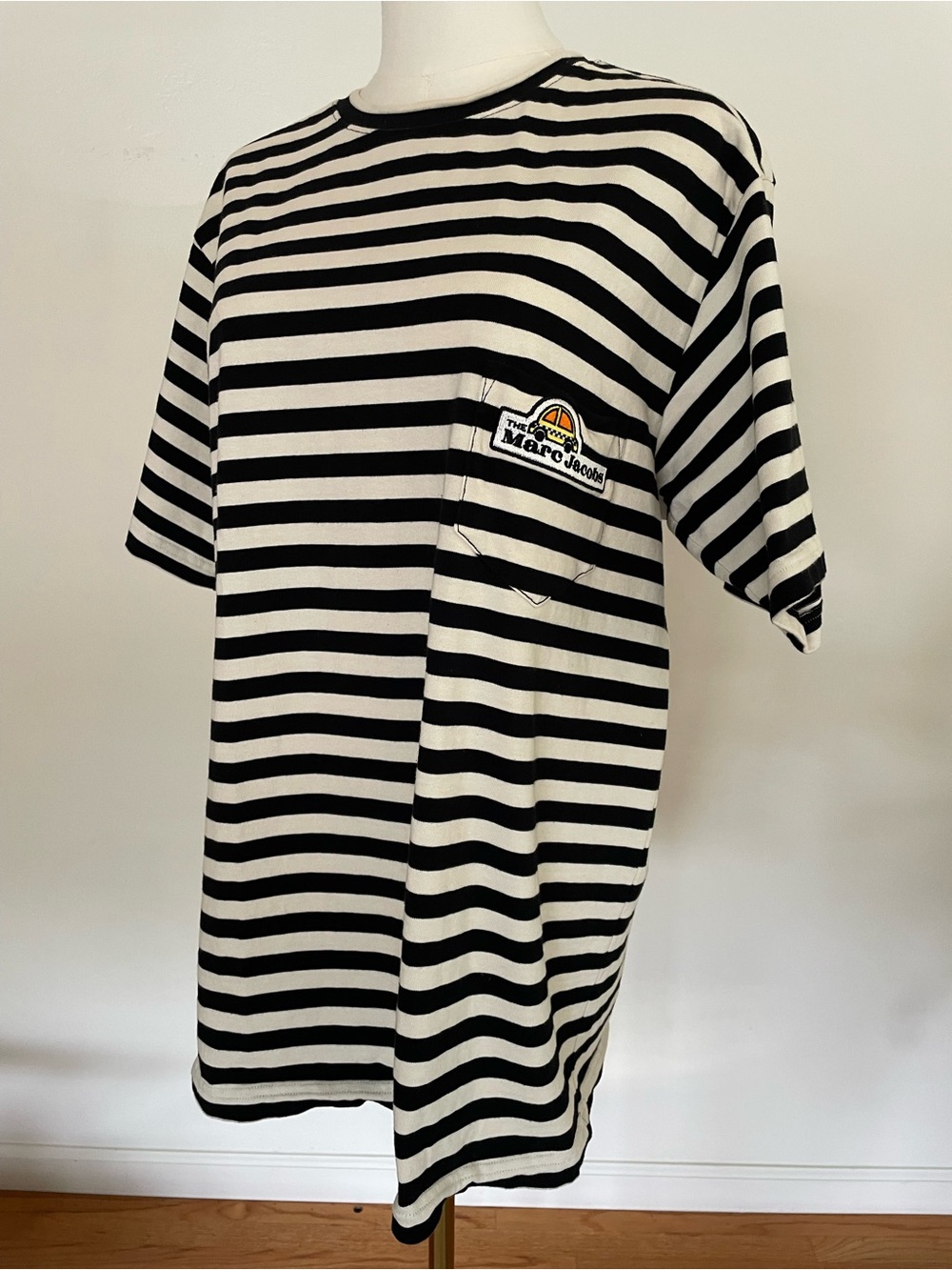 NWOT Marc Jacobs The Surf Striped Tee in Black & White Large Oversized Unisex